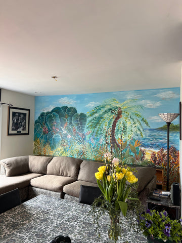 Tropical Wall Mural — Restoration & Color Refresh (Residential, NJ)
