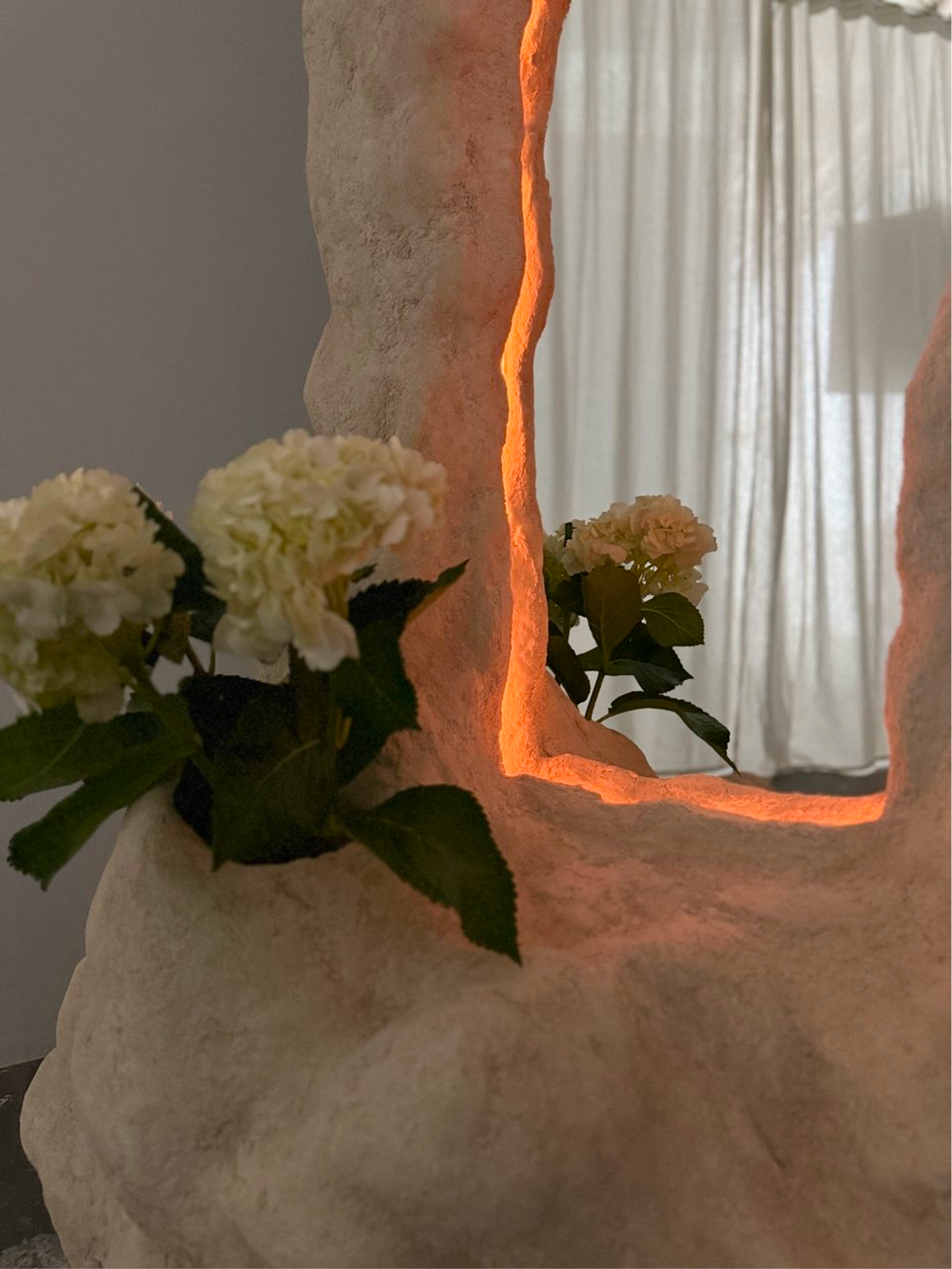 Stone-Inspired Freestanding Mirror — Sculptural Floor Mirror