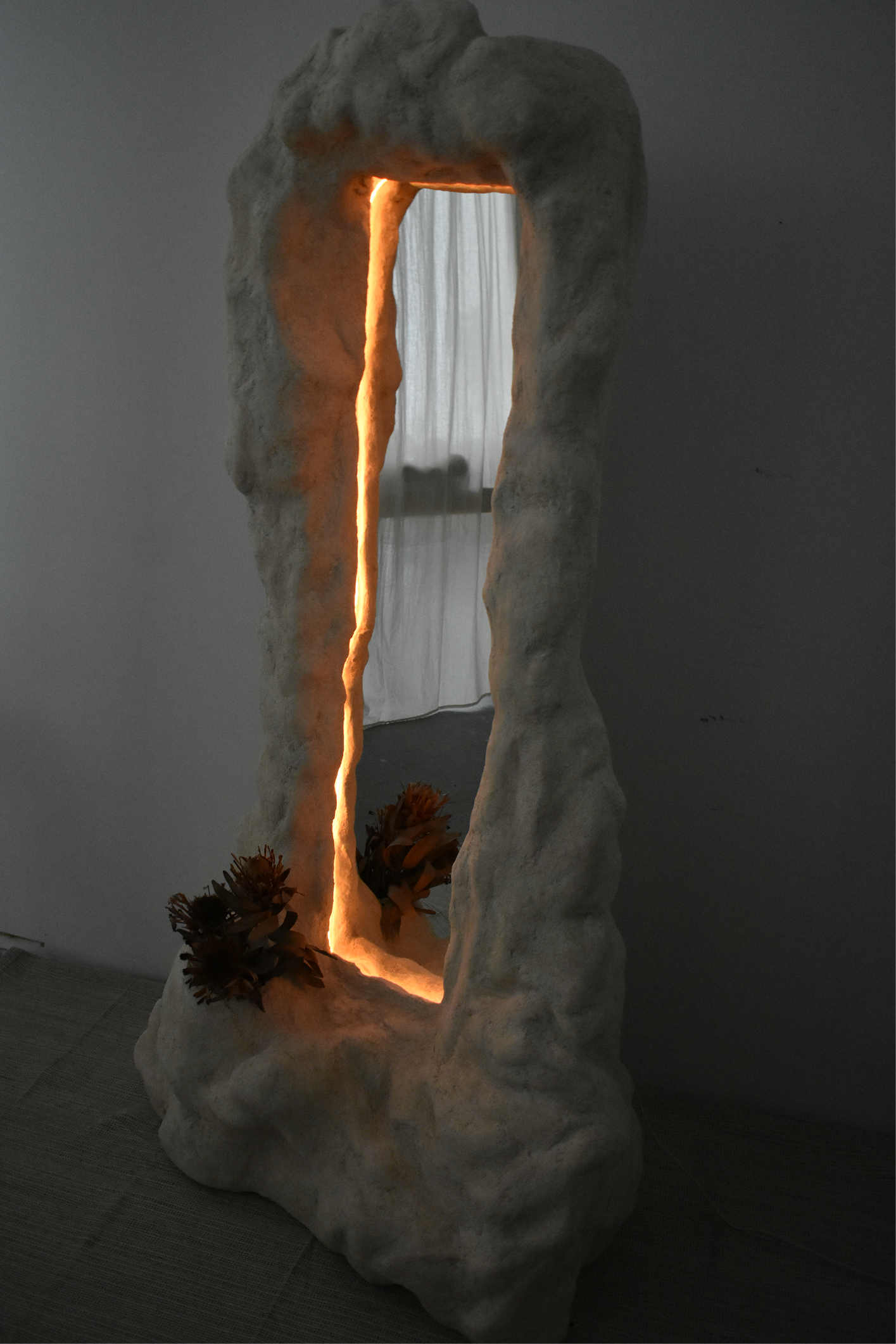 Stone-Inspired Freestanding Mirror — Sculptural Floor Mirror