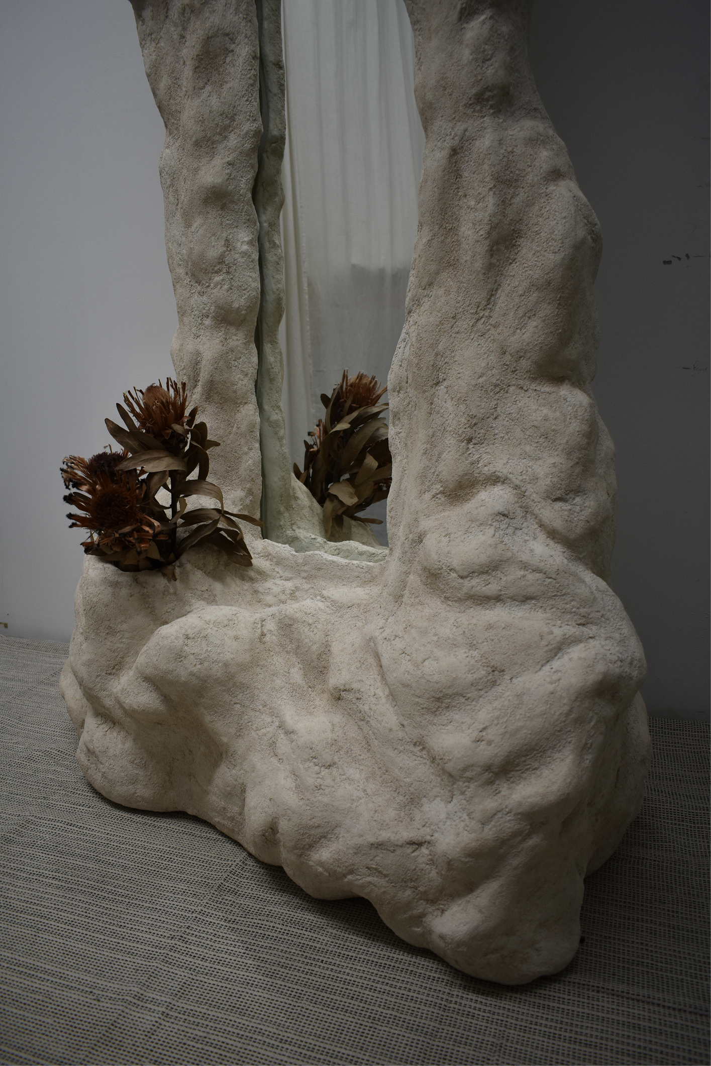 Stone-Inspired Freestanding Mirror — Sculptural Floor Mirror