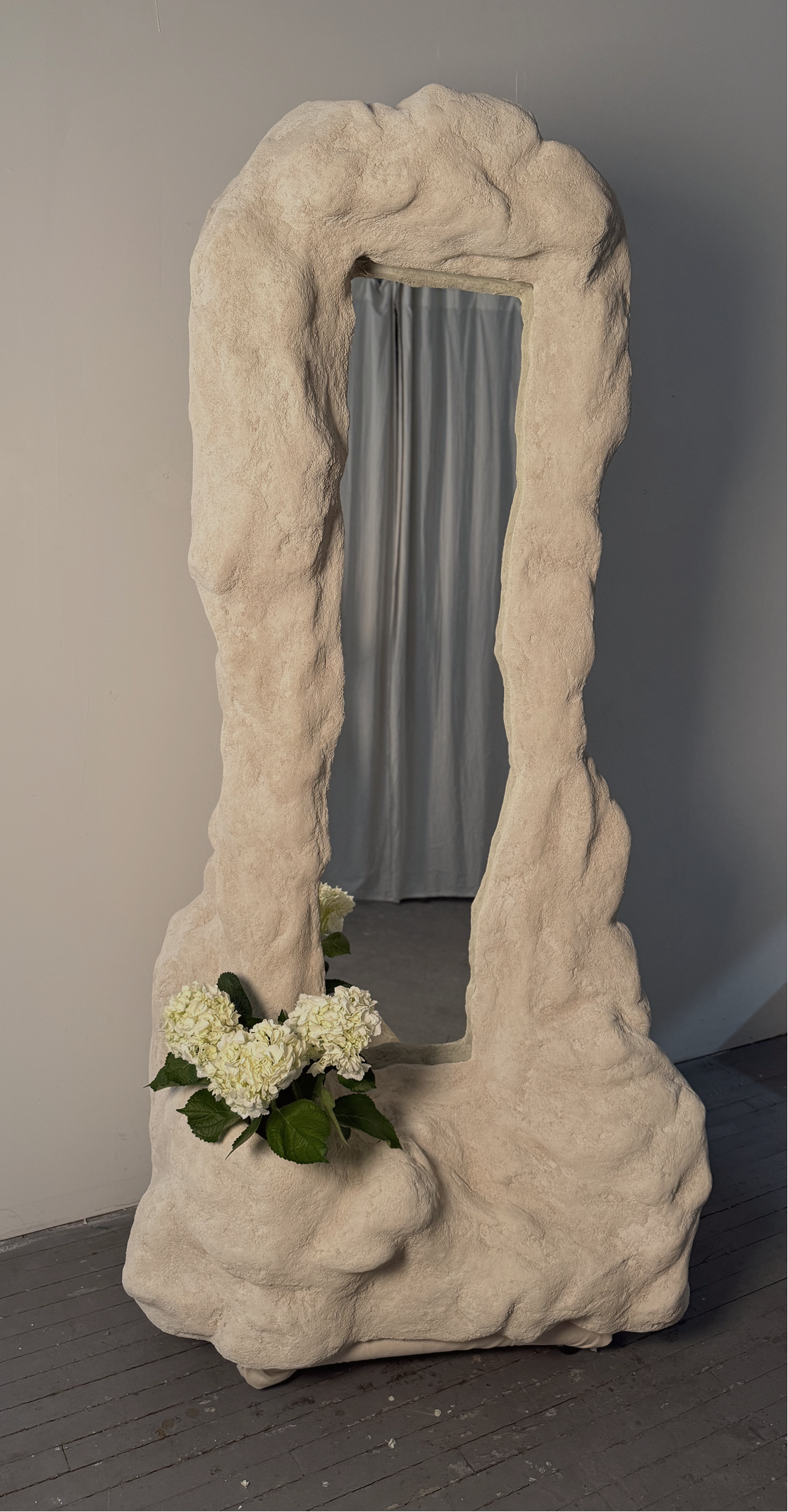 Stone-Inspired Freestanding Mirror — Sculptural Floor Mirror