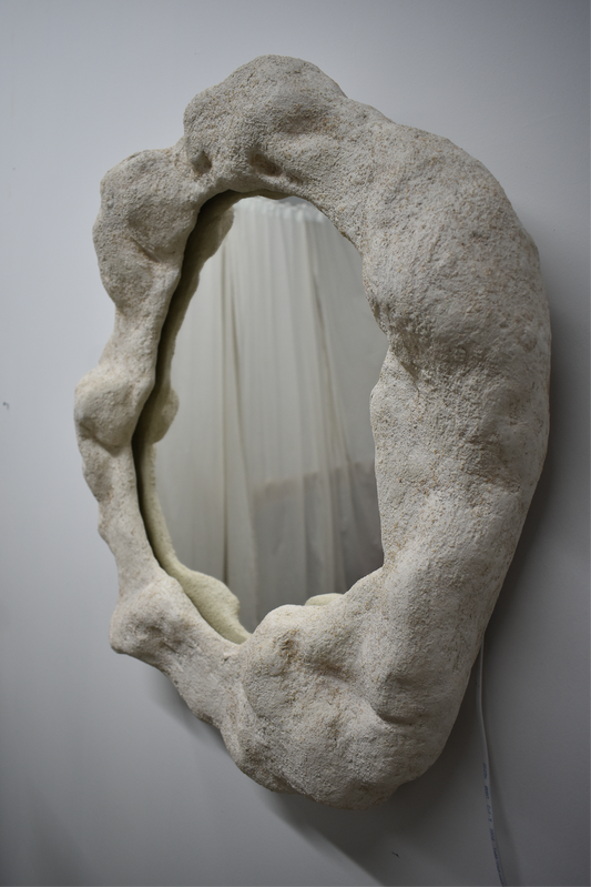 Stone-Inspired Round Mirror (Backlit)