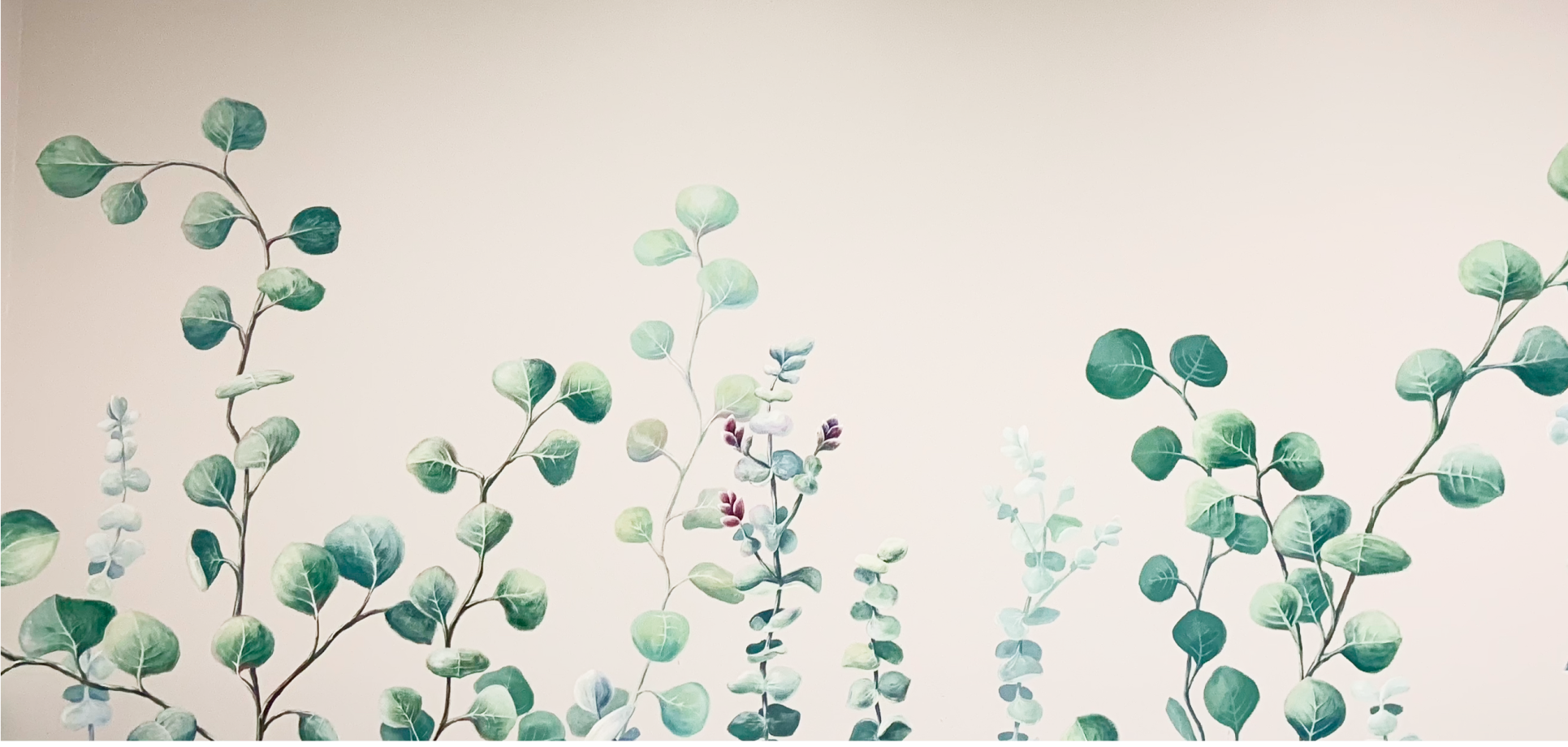 Floral hand-painted mural for the office - Feel Flow Space